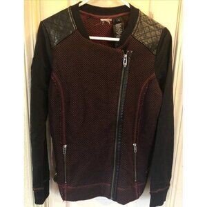 Harley Davidson Womens LG Two-Toned Raw Edge Red Biker Cardigan NWOT